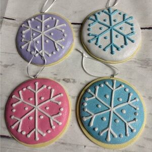 Sweet Treats Christmas Ornaments Pastel Sugar  Cookie Snowflakes Christmas 4 NEW